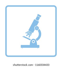 School microscope icon. Blue frame design. Vector illustration.