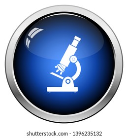 School Microscope Icon. Glossy Button Design. Vector Illustration.

