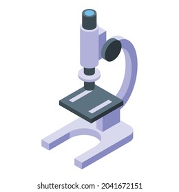 Das Mikroskop-Icon der Schule ist isometrischer Vektorgrafik. Geschäftsgeld. Präsentationsteam