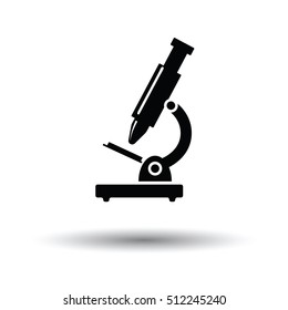 School microscope icon. White background with shadow design. Vector illustration.