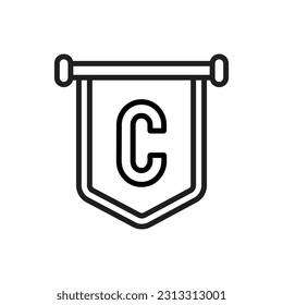 School Mini Flag Outline Icon Vector Illustration