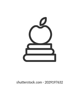 School minimal line icon. Web stroke symbol design. School sign isolated on a white background. Premium line icon.