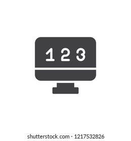School monitor with calculation vector icon. filled flat sign for mobile concept and web design. Math simple solid icon. Symbol, logo illustration. Pixel perfect vector graphics