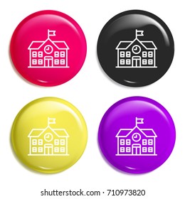 School multi color glossy badge icon set. Realistic shiny badge icon or logo mockup