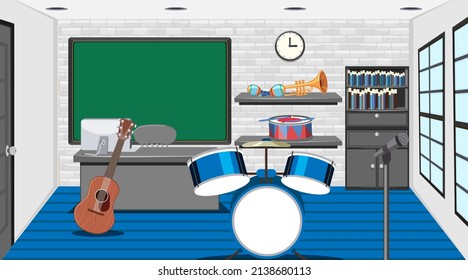 School music classroom interior concept illustration