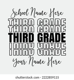 School Name Here Third Grade Back To School SVG