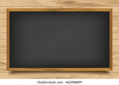 School nero Board on wooden background. Vector illustration