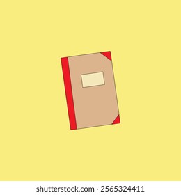 School note book vector illustration on yellow background. School equipment stationery
