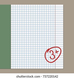 School notebook with assessment 3+
