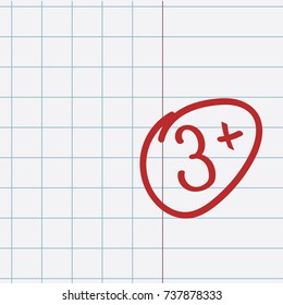 School notebook with assessment 3+
