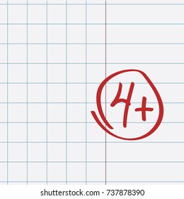 School notebook with assessment 4+