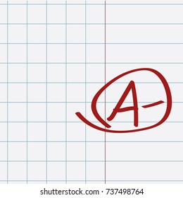 School notebook with assessment A-