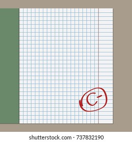 School notebook with assessment C-
