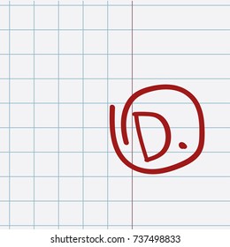 School notebook with assessment D