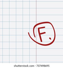 School notebook with assessment F