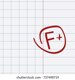 School notebook with assessment F+