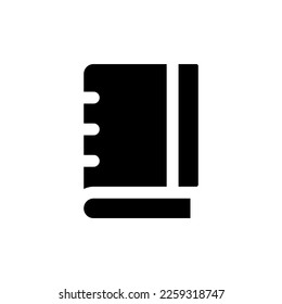 School notebook black glyph ui icon. Spiral composition book. Note-taking. User interface design. Silhouette symbol on white space. Solid pictogram for web, mobile. Isolated vector illustration
