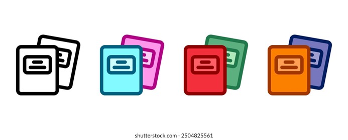 Farbsymbol für Schulnotizen. Wörterbuchnotizsymbol. Literaturzeichen. Piktogramm schreiben. Illustration zum Studium.