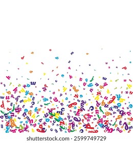 School notebook cover. Colorful childish floating letters of Latin alphabet. Foreign languages study concept. Back to school banner on white background.