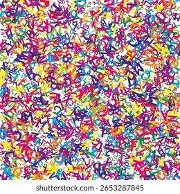 Capa de caderno escolar. Letras flutuantes infantis coloridas do alfabeto latino. Conceito de estudo de línguas estrangeiras. De volta ao banner da escola sobre fundo branco.