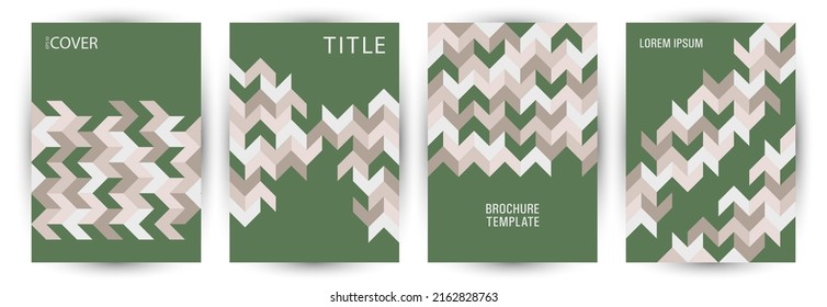 School notebook cover layout set graphic design. Modernism style vintage folder mockup set Eps10. Tile geometric elements composition vertical card design