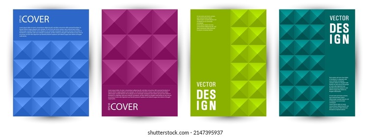School notebook cover page mokup bundle A4 design. Bauhaus style premium placard layout bundle Eps10. Mosaic geometric shapes background vertical card design