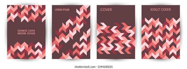 School notebook cover page mokup set A4 design. Bauhaus style abstract pamphlet layout set vector. Tile geometric elements texture A4 cover design