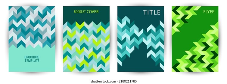 School notebook cover template set A4 design. Swiss style retro placard template set vector. Tile geometric shapes background A4 card design