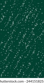 School notebook cover. White chalk  floating letters of Latin alphabet. Foreign languages study concept. Back to school banner on blackboard background.