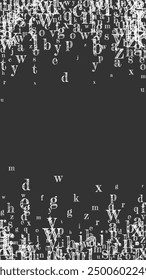 Cubierta del cuaderno de la escuela. Letras flotantes de tiza blanca del alfabeto de Latina. Concepto de estudio de lenguas extranjeras. Anuncio de regreso a la escuela sobre fondo de pizarra.