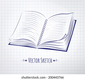 School notebook drawn on checkered paper. Vector illustration. isolated.
