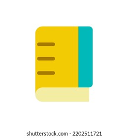 School notebook flat color ui icon. Spiral composition book. Note-taking during lecture. Classes. Simple filled element for mobile app. Colorful solid pictogram. Vector isolated RGB illustration