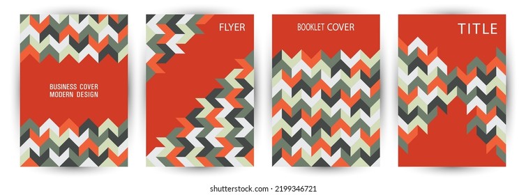 School notebook front page mokup set graphic design. Memphis style creative front page template set Eps10. Mosaic geometric shapes backdrop vertical cover design