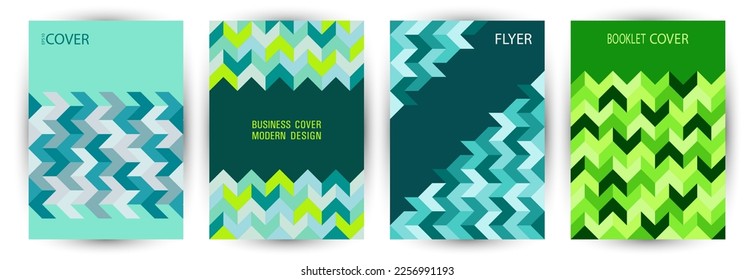 School notebook front page mokup set A4 design. Suprematism style abstract folder template set Eps10. Tile geometric shapes theme A4 card design