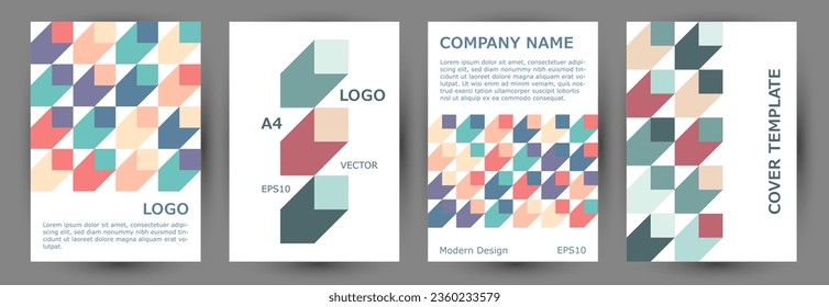 School notebook front page mokup collection vector design. Suprematism style premium front page layout collection vector. Tile geometric shapes composition vertical cover design