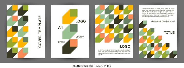 School notebook front page mokup collection graphic design. Suprematism style material voucher template collection vector. Tile geometric shapes background vertical card design