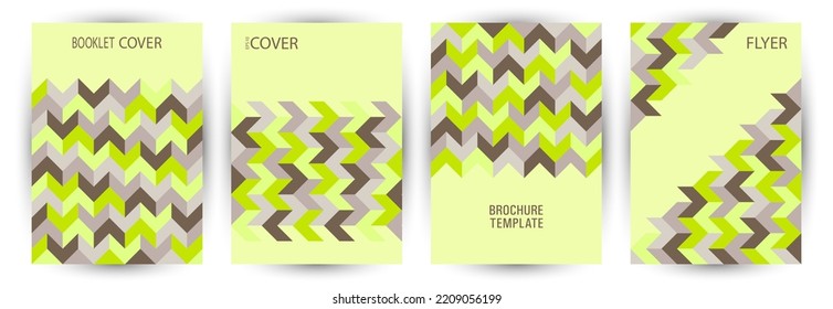 School Notebook Front Page Template Set Vector Design. Swiss Style Material Pamphlet Layout Set Eps10. Tile Geometric Elements Theme Vertical Card Design