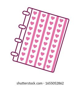 School notebook half line half color style icon design, Eduaction class lesson knowledge preschooler study learning classroom and primary theme Vector illustration