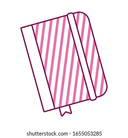 Diseño de icono de medio color de la mitad de la línea del portátil escolar, lección de educación, conocimientos de enseñanza preescolar, aprendizaje en clase y tema primario Ilustración vectorial