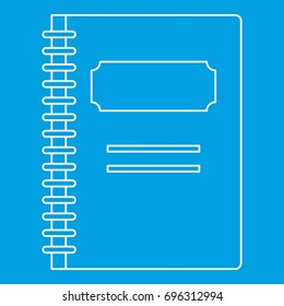 School notebook icon blue outline style isolated vector illustration. Thin line sign
