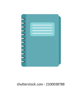 School notebook icon. Flat illustration of school notebook vector icon isolated on white background