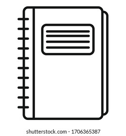 Icono del bloc de notas de la escuela. Icono de vector de bloc de notas de escuela de esquema para diseño web aislado en fondo blanco