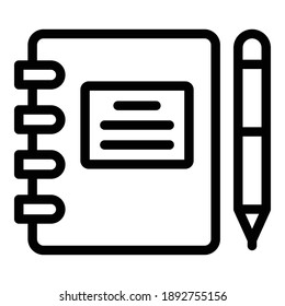 Icono del bloc de notas de la escuela. Icono de vector de bloc de notas de la escuela de esquema para diseño web aislado en fondo blanco