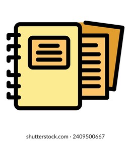 School notebook icon outline vector. Elearning team. Online education color flat