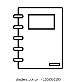 Schulnotebook-Symbol auf weißem Hintergrund, Linienführung, Vektorgrafik
