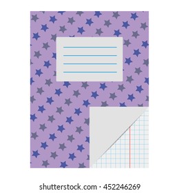 School notebook isolated on white background. Vector illustration