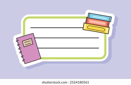 School notebook label. Vector illustration