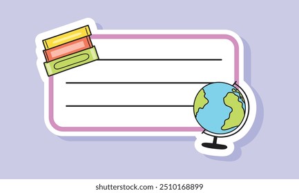 School notebook labels in hand drawn style. Vector illustration