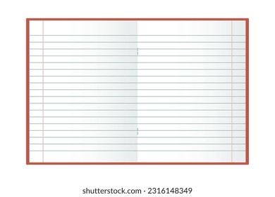 School notebook. Mockup, blank notebook in a line on a white background. Illustration, vector