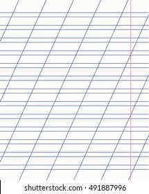 school notebook page, diagonal line